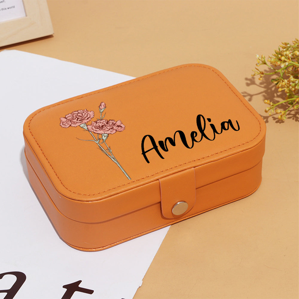 Personalised travel jewellery boxes presented as bridesmaid gifts — thoughtful, compact and customisable keepsakes