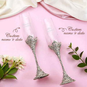 Personalized Champagne Flutes Toasting Glasses Wedding Gift for Bride and Groom