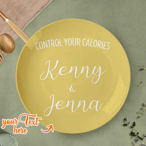 Control Your Calories Ceramic Plate Custom Name Dinner Plate Tableware
