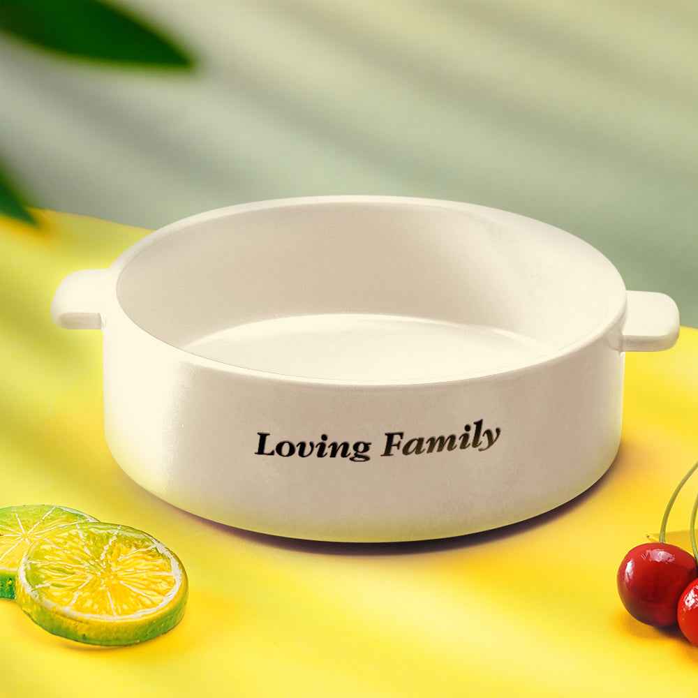 Custom Engraved Plate Binaural Ceramic Bowl Tableware Home Decoration