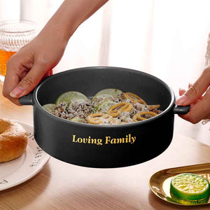 Custom Engraved Plate Binaural Ceramic Bowl Tableware Home Decoration
