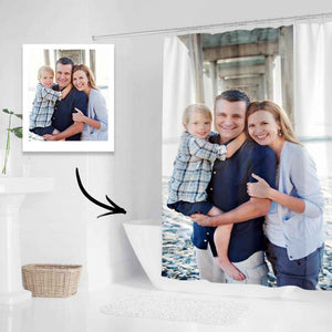 Custom Photo Shower Curtain Personalized Polyester Waterproof Backdrop - 6 Sizes