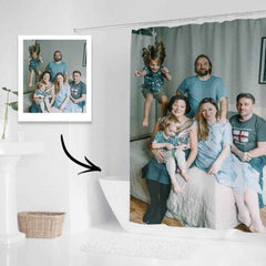 Custom Photo Shower Curtain Personalized Polyester Waterproof Backdrop - 6 Sizes