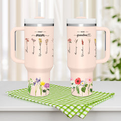 Personalised 'First Mum Now Grandma' 40oz Tumbler with Straw - Custom Birthday Gift for Grandma