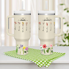 Personalised 'First Mum Now Grandma' 40oz Tumbler with Straw - Custom Birthday Gift for Grandma
