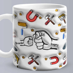 Personalised 'Fist Bump' Mug for Papa - Custom 3D Inflated Design - Father's Day Gift Idea