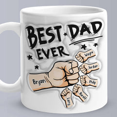 Personalised 3D Inflated Effect Coffee Mug - Best Dad Ever Gift for Father's Day with Custom Names
