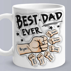 Personalised 3D Inflated Effect Coffee Mug - Best Dad Ever Gift for Father's Day with Custom Names