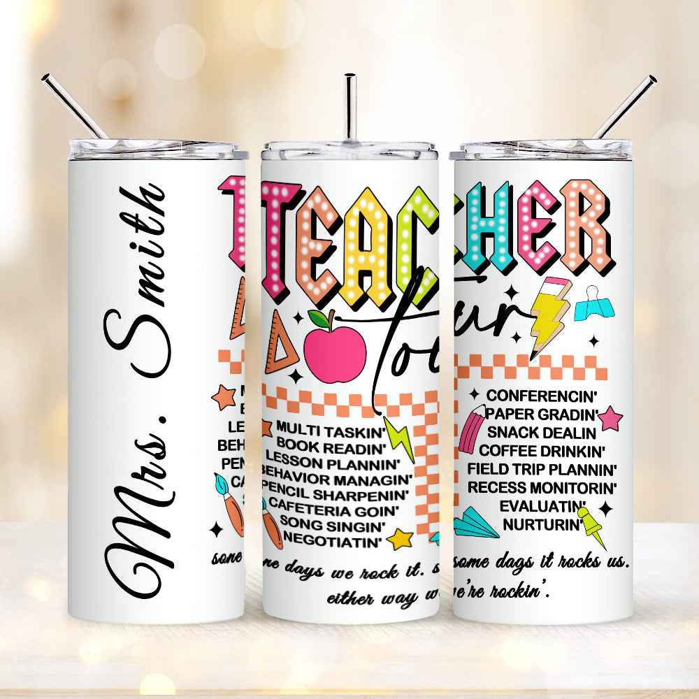 Personalized 20oz Skinny Tumbler with Straw Back to School Appreciation Gift for Teacher