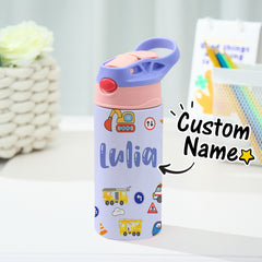 Personalised Tractor Stainless Steel Water Bottle for Kids | Children's Day Gift