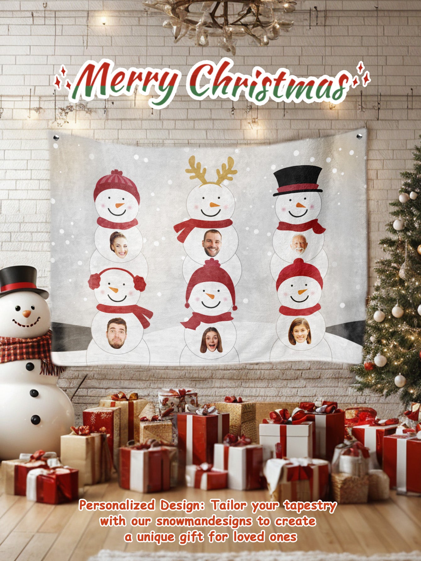 Close-up showcasing print quality and clear faces printed on the snowman’s belly.