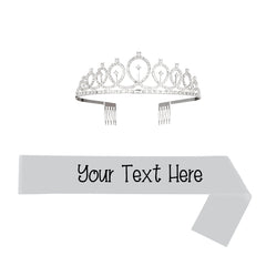 Personalised Sash and Tiara Set | Custom Rhinestone Crown & Sash Party Kit