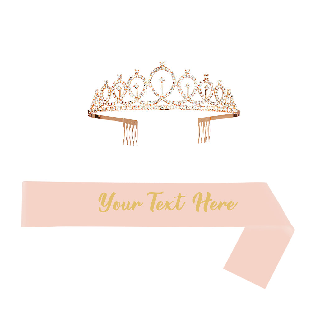 Personalised Sash and Tiara Set | Custom Rhinestone Crown & Sash Party Kit