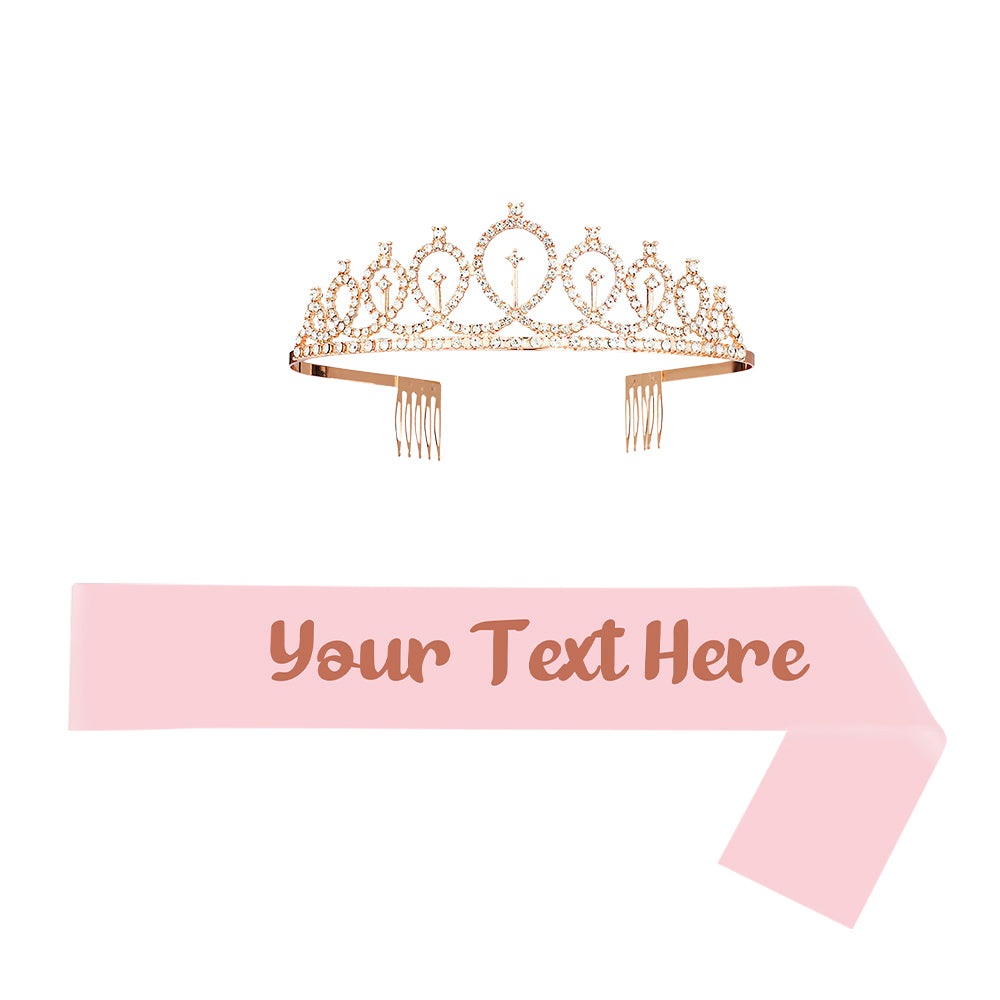 Personalised Sash and Tiara Set | Custom Rhinestone Crown & Sash Party Kit