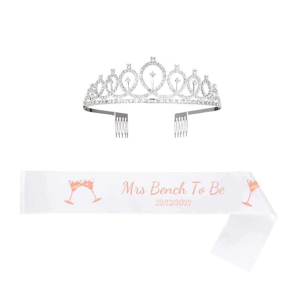 Custom Sash and Tiara Set Personalized Pattern Sash Rhinestone Crowns Party Decorations Kit for Women