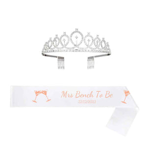 Custom Sash and Tiara Set Personalized Pattern Sash Rhinestone Crowns Party Decorations Kit for Women