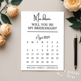 Personalized Bridesmaid Proposal Calendar Card Will You Be My Bridesmaid Wedding Date Card