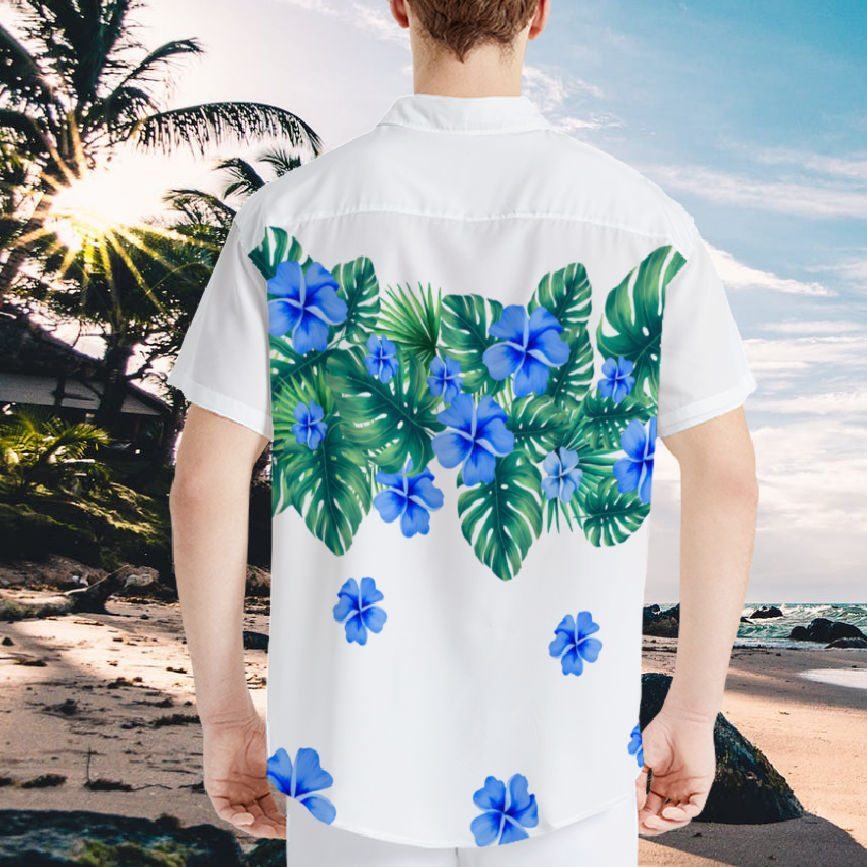 Personalised Photo Aloha Shirt folded view highlighting vivid face and glasses print and neat stitching, perfect novelty personalised gift