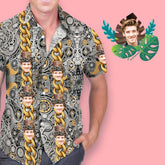 Custom Face Hawaiian Shirt - Personalised Photo & Gold Chain Design