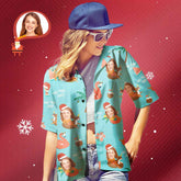 Custom Face Christmas Pool Party Hawaiian Shirt Women's Personalised Christmas Gift
