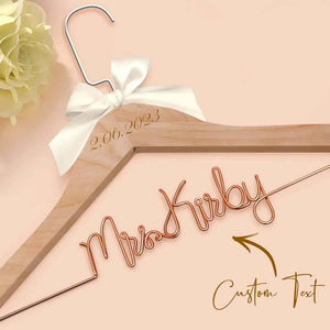 Customizable Text Name Date Bow Wedding Dress Hanger Gift for Weddings