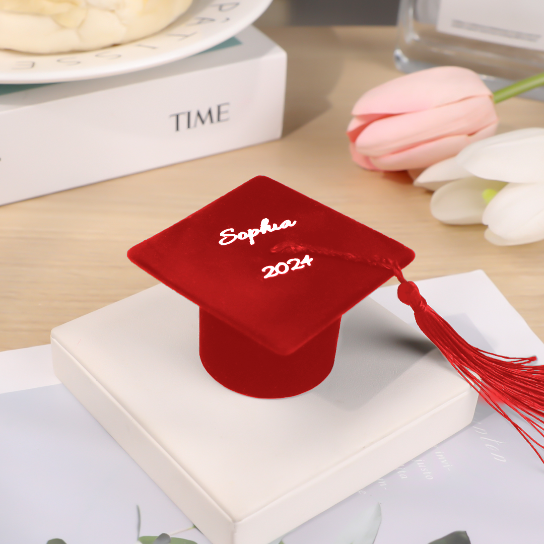 Personalised Graduation Cap Ring Box Class of 2024 - Engraved Graduate Gift