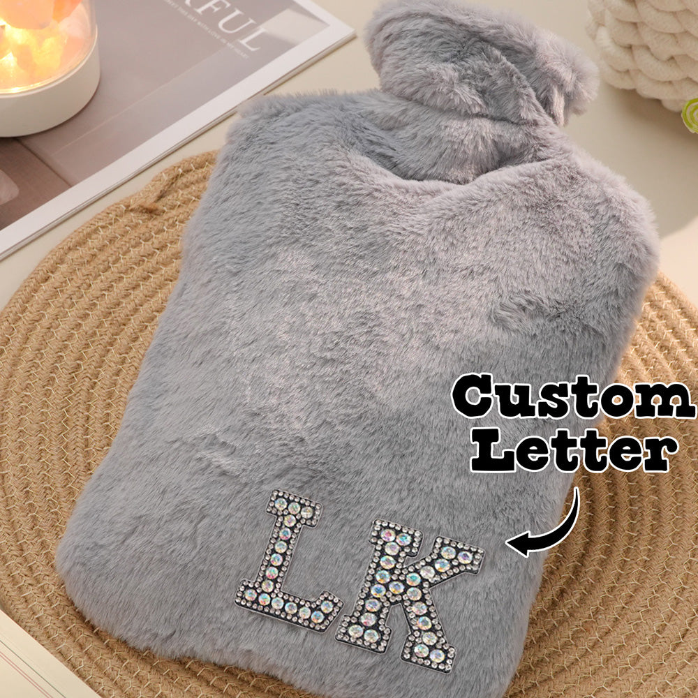 Personalised Initial Hot Water Bottle - Hot & Cold Therapy Gift for Winter