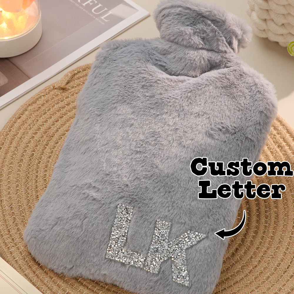 Personalised Initial Hot Water Bottle - Hot & Cold Therapy Gift for Winter