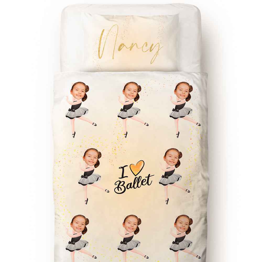 Custom Photo Engraved Quilt Cover Text Pillowcase Dancer Pattern Children's Gift