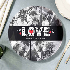 Personalized Custom Name Picture Dessert Plate LOVE Decorative Photo Dinner Plate