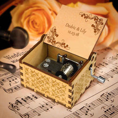 Custom Engraved Wooden Music Box with Name And Date