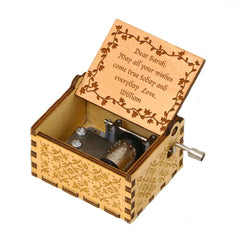 Personalized Engraved Hand Crank Wooden Music Box with Text