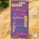 Personalised Name Beach Towel - Custom Funny Pool Towels with Fruit Print