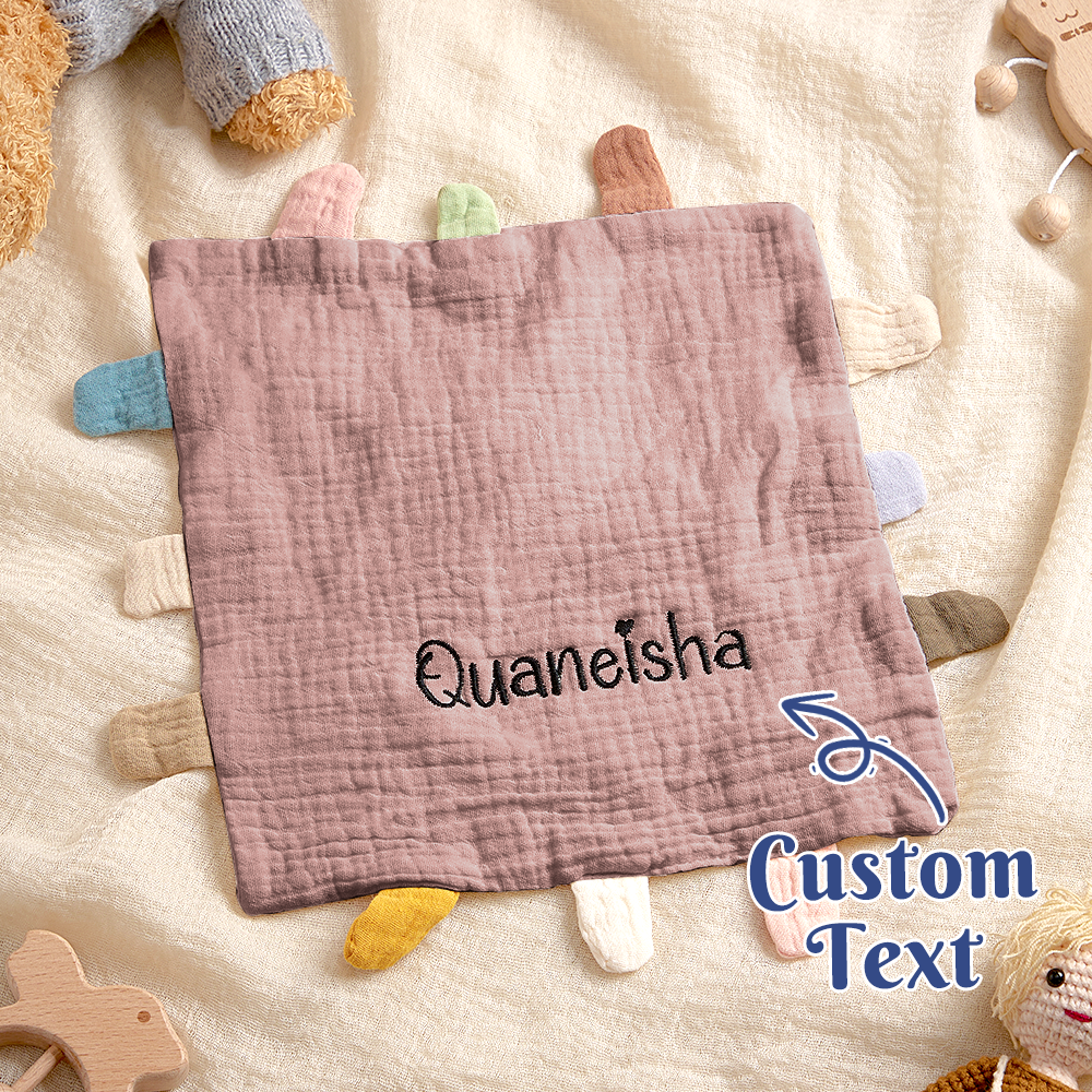 Assorted colour options for personalised baby comfort towels – soft cotton loveys with embroidered names