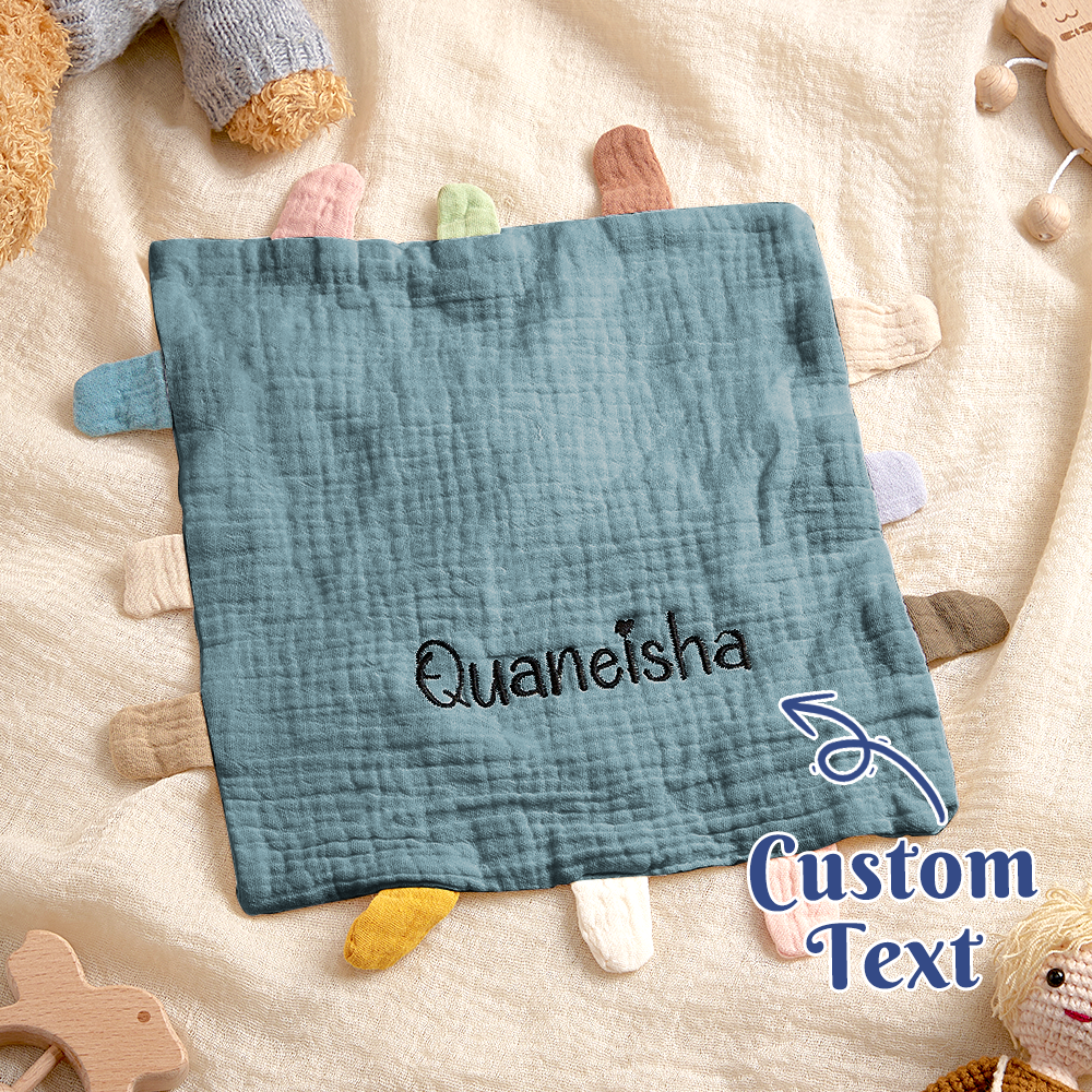 Personalised baby lovey folded in a gift box – embroidered name comfort towel, perfect keepsake for newborns