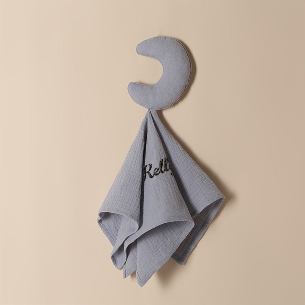 Personalised star baby towel styled for gift photography, soft cotton comfort blanket ideal for christenings and new arrivals