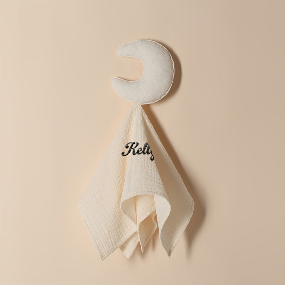 Personalised star baby towel displayed to show embroidered name placement and overall size, ideal newborn gift and keepsake