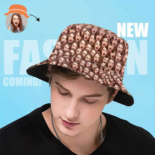 Personalised unisex foldable bucket hat with vivid all-over photo print — UV protection summer cap for beach, hiking and travel