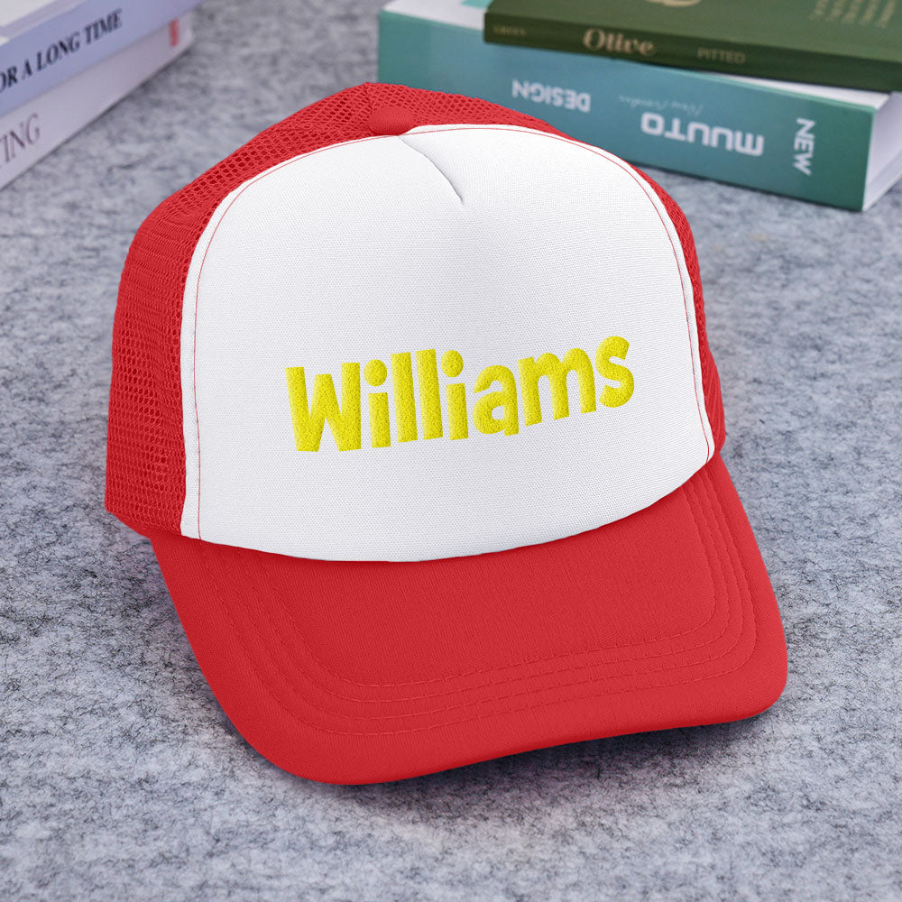 Personalised Puff Print Trucker Hat — Custom Name Foam Trucker Cap for Adults