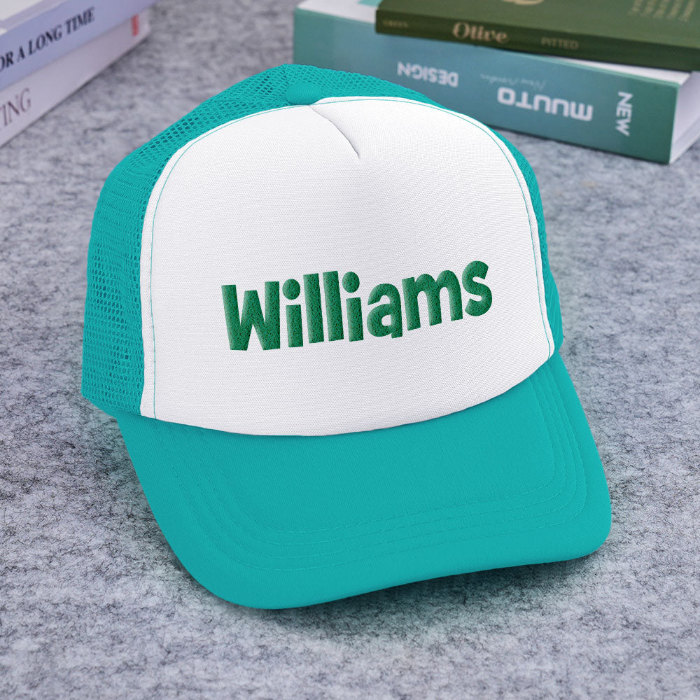 Personalised Puff Print Trucker Hat — Custom Name Foam Trucker Cap for Adults