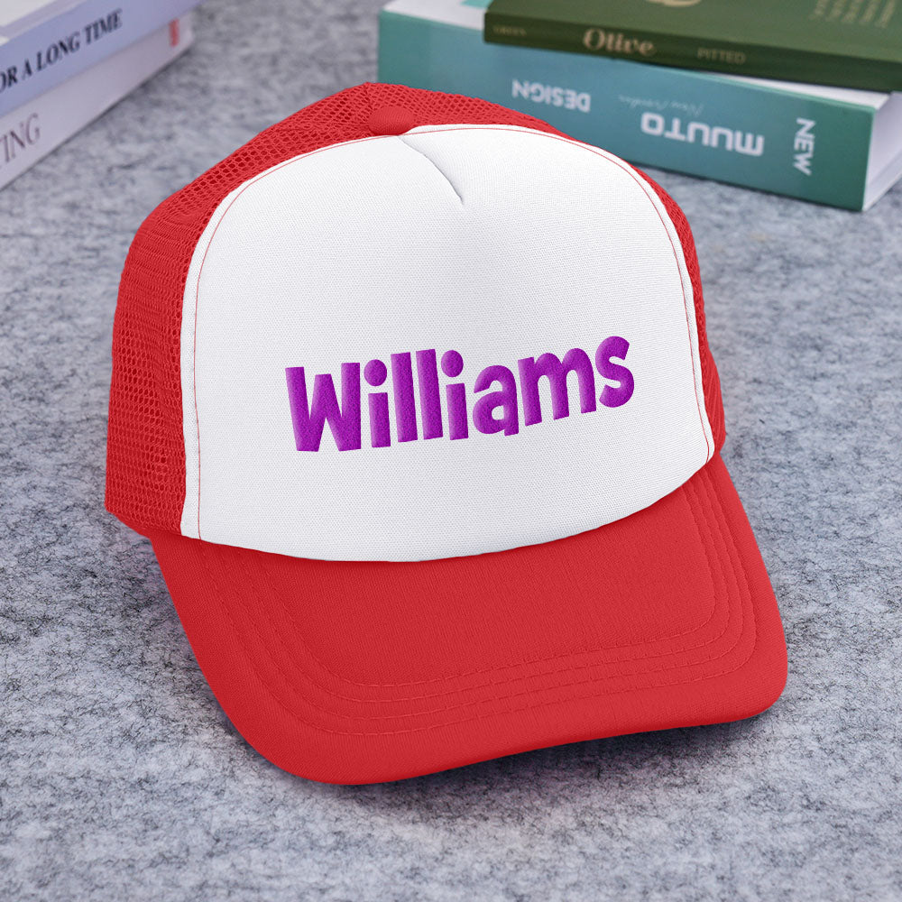 Personalised Puff Print Trucker Hat — Custom Name Foam Trucker Cap for Adults