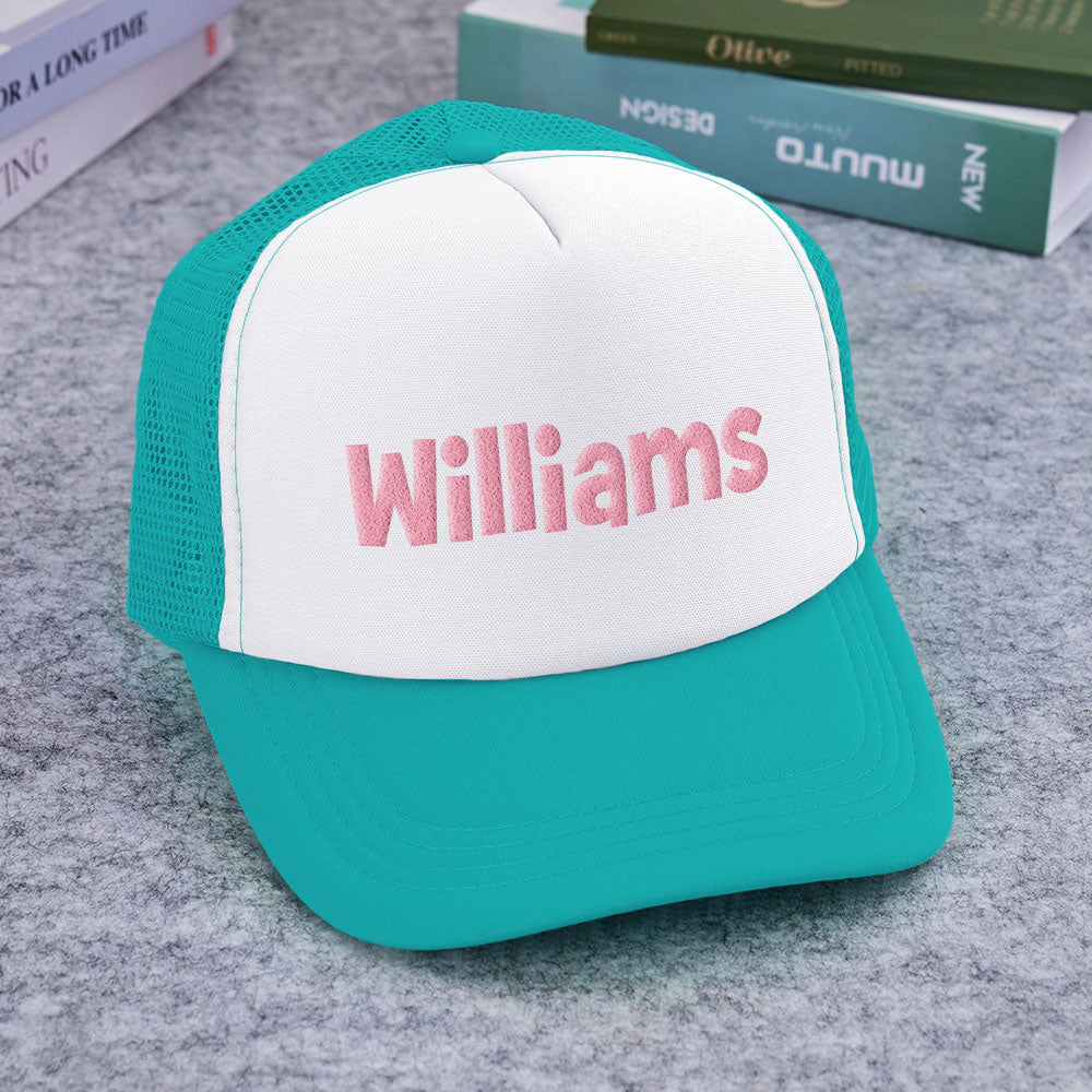 Personalised Puff Print Trucker Hat — Custom Name Foam Trucker Cap for Adults