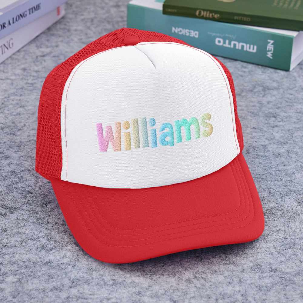Personalised Puff Print Trucker Hat — Custom Name Foam Trucker Cap for Adults