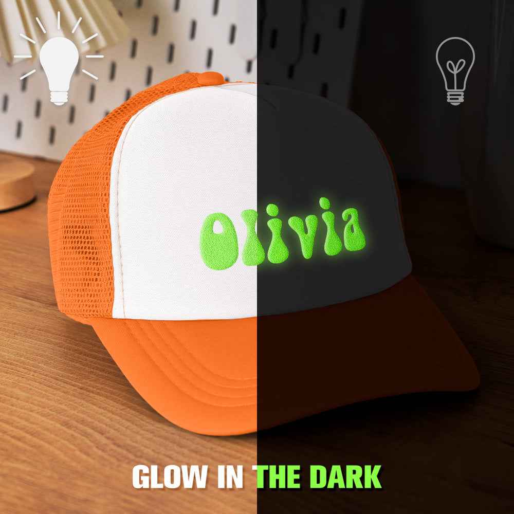 Custom Puff Print Trucker Hat Personalized Glow-in-the-dark Foam Trucker Caps for Adult Back to School Gift