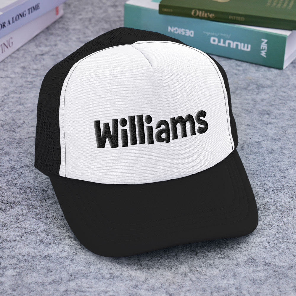 Personalised Puff Print Trucker Hat — Custom Name Foam Trucker Cap for Adults