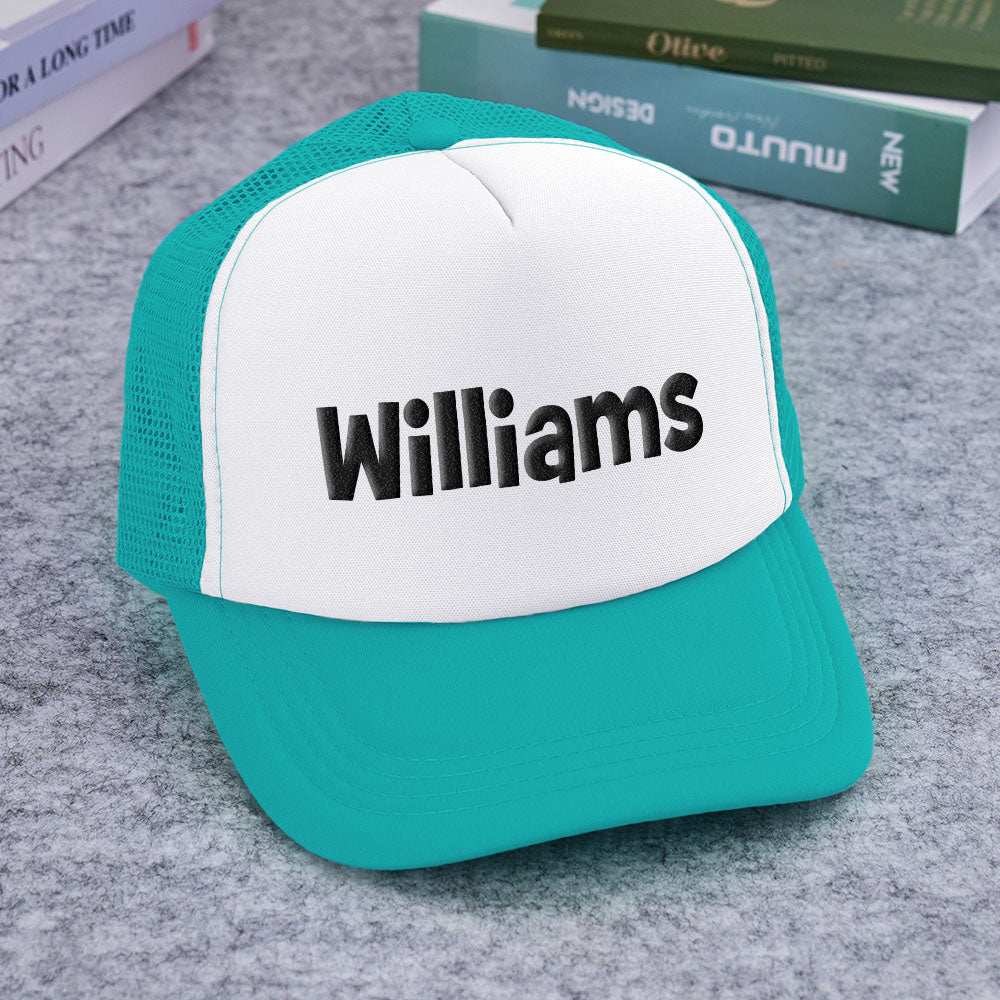 Personalised Puff Print Trucker Hat — Custom Name Foam Trucker Cap for Adults