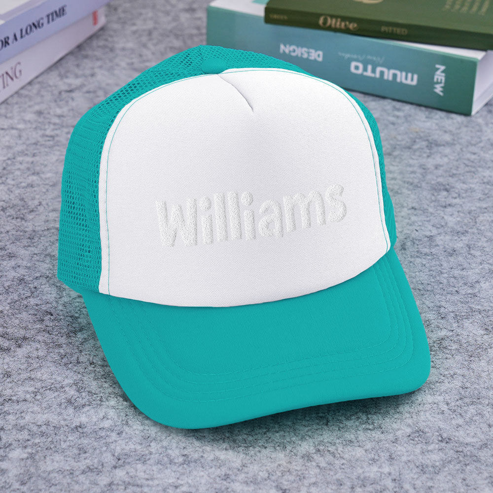 Personalised Puff Print Trucker Hat — Custom Name Foam Trucker Cap for Adults