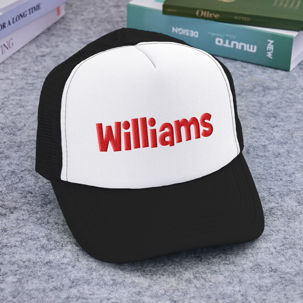 Personalised Puff Print Trucker Hat — Custom Name Foam Trucker Cap for Adults