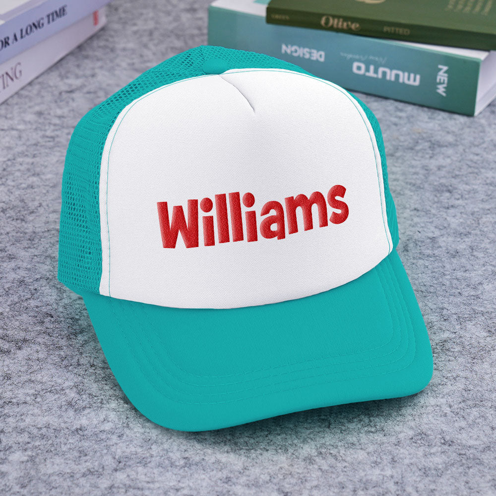 Personalised Puff Print Trucker Hat — Custom Name Foam Trucker Cap for Adults