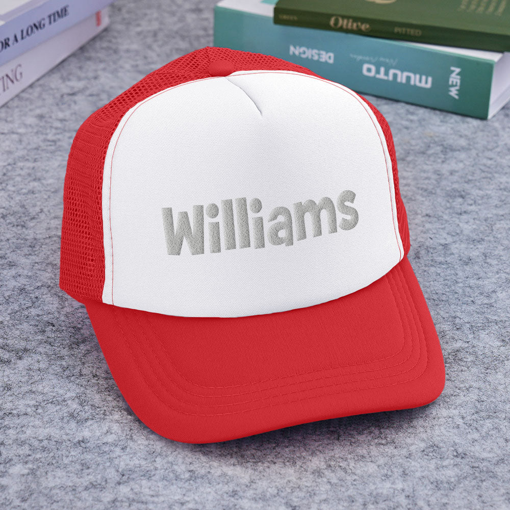 Personalised Puff Print Trucker Hat — Custom Name Foam Trucker Cap for Adults